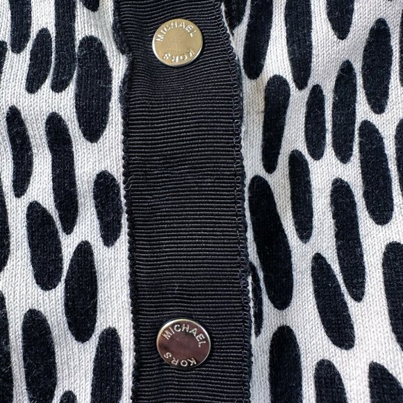 Michael Kors BxW Cardigan SzPS Button-Up 3/4 Sleeve Cotton Abstract Animal Print - Picture 3 of 6